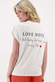  T-shirt met opgerolde mouw love note - off white | Zusss