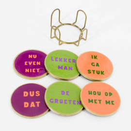 OZ3310 | Set van 6 onderzetters met rekje - lekker man | HomeBound by KY