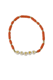 Kralen armband met tekst happy  - oranje | Zusss