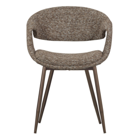 377505-BK | Yossi eetkamerstoel - bruin met metalen poot koper | WOOOD