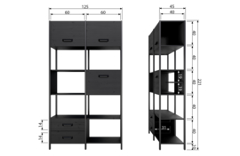 800900-Z | Legacy vakkenkast - hout/metaal matzwart | BePureHome