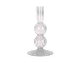 PT3727CL | Candleholder Glass Swirl bubbles medium - Clear | Present Time 