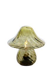 1881869 | Tafellamp LED Ø18x18 cm MUSHROOM - glas olijfgroen | Light & Living 