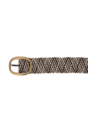 Rafia riem met patroon - Off white/zwart | Zusss 