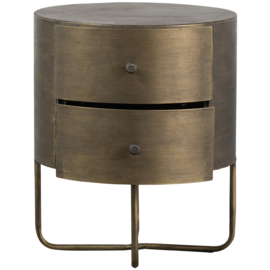 801189-B | Glossy rond kastje - metaal antique brass | BePureHome