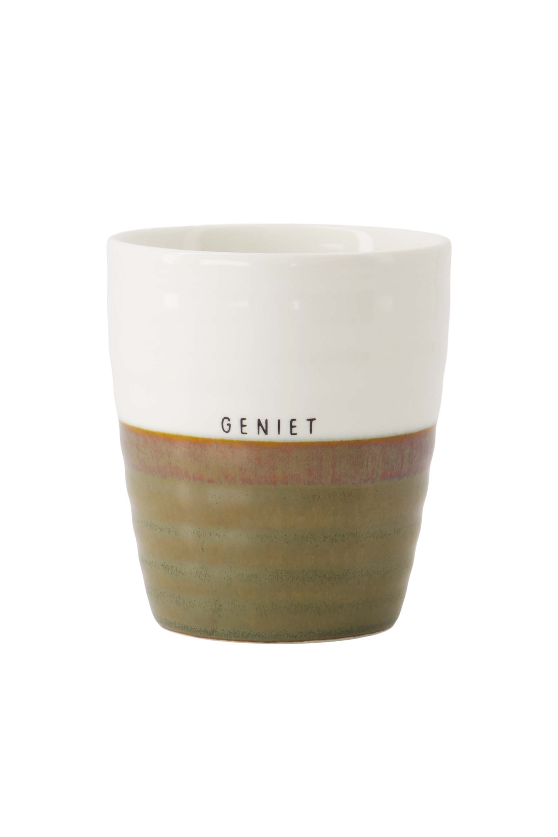 Koffiemok geniet - wit/donkergroen | Zusss - Wordt verwacht!