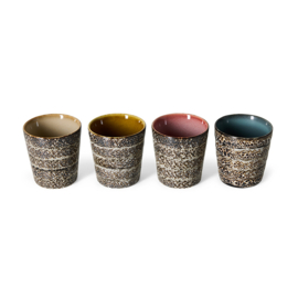 KST0357 | 70s ceramics: coffee mugs, brew variation (set of 4) | HKliving - Medio oktober verwacht!