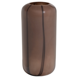 377477-B | Arles vaas - glas bruin met streep donkerbruin | WOOOD