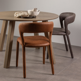 801419-G | Noble eetkamerstoel lederlook - Antraciet | WOOOD