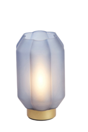 1885975 | Tafellamp LED Ø15x27 cm YVIAS glas - mat donkerblauw | Light & Living
