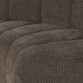 377902- B | Mojo eetbank half ronde hoek met rugleuning - rib bruin | WOOOD