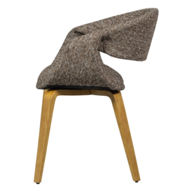 377505-BN | Yossi eetkamerstoel - bruin met houten poot naturel | WOOOD