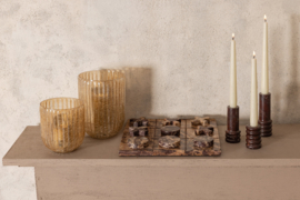 734810 | Bazil marble canlde holder L - burgundy | PTMD