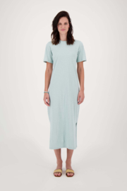 Lange t-shirt jurk met split - vergrijsd blauw | Zusss