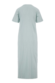 Lange t-shirt jurk met split - vergrijsd blauw | Zusss