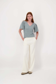  Vlindermouw top in fluffy garen - Silver blue | Zusss 