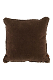 Kussen velvet hartjes  45x45cm - bruin | Zusss -  Wordt verwacht!