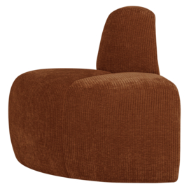 377901- R | Mojo eetbank hoek rond rugleuning - rib roestbruin | WOOOD