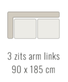 3-zits arm links - Tessa 90x185 cm | Sevn
