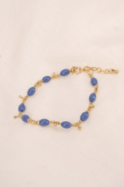 Armband met druppel kraaltjes - lavenderblauw/goud | Zusss