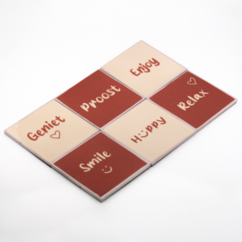  OZ3316 | Set van 6 onderzetters met rekje - geniet | HomeBound by KY