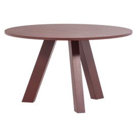 375419-BR | Rhonda eettafel ø129 cm - eiken bordeauxrood [fsc] | WOOOD