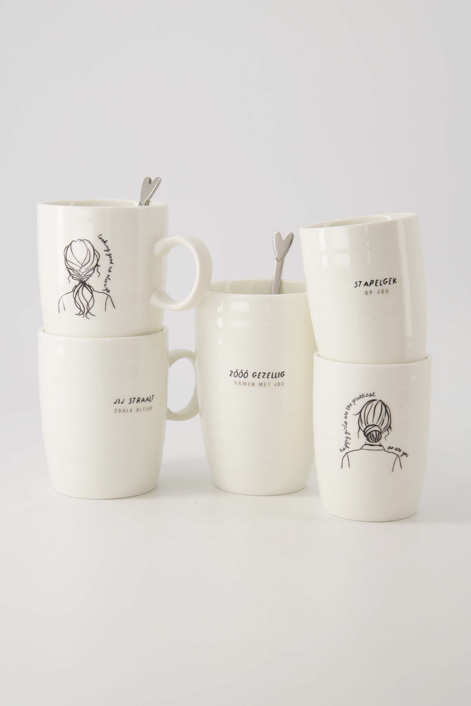 Koffiemok vrouw - wit/zwart | Zusss