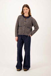Visgraat jaquard vest - donkerblauw/grijs | Zusss 