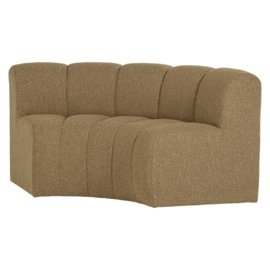 377902- GM | Mojo eetbank half ronde hoek met rugleuning - boucle geelbruin | WOOOD