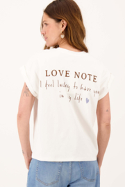 T-shirt met opgerolde mouw en print - off white | Zusss
