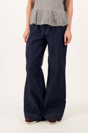 Wijde spijkerbroek met stretch - donkerblauw | Zusss