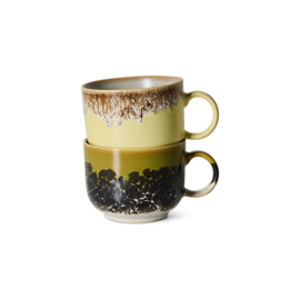 KST0267 | 70s ceramics: tea cups, softness (set of 2) | HKliving - Medio oktober verwacht!