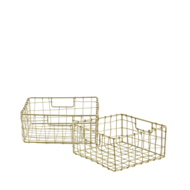 29418AB | Quadratic iron wire baskets (set of 2) - gold | Madam Stoltz