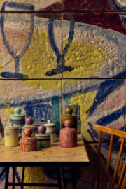 KST0314 | 70s ceramics: small storage jar, rhubarb | HKliving - Medio november verwacht!