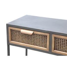 702080 | Myah Natural metal sidetable rattan 3 drawers | PTMD