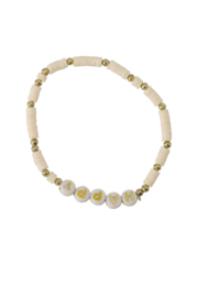 Kralen armband met tekst happy  - off white | Zusss