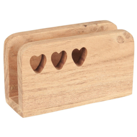 17079-00 | Napkin holder w/ carved hearts - acacia wood | Ib Laursen