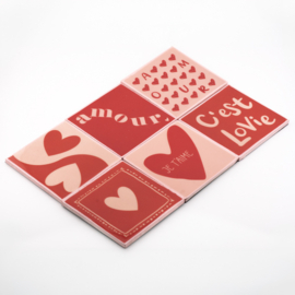 OZ3311 | Set van 6 onderzetters met rekje - love | HomeBound by KY