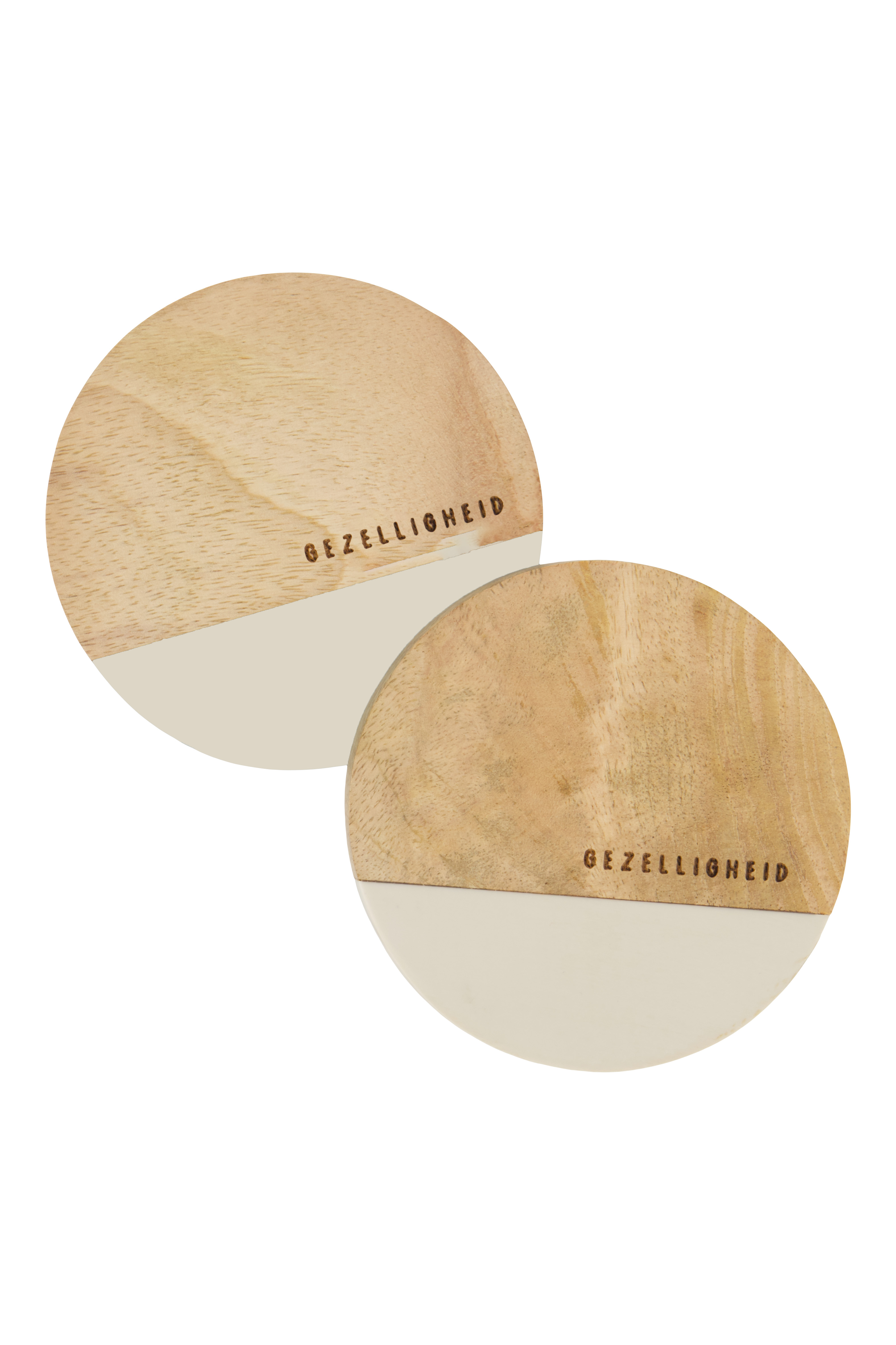 Set van 2 onderzetters hout gezelligheid - zand/naturel | Zusss