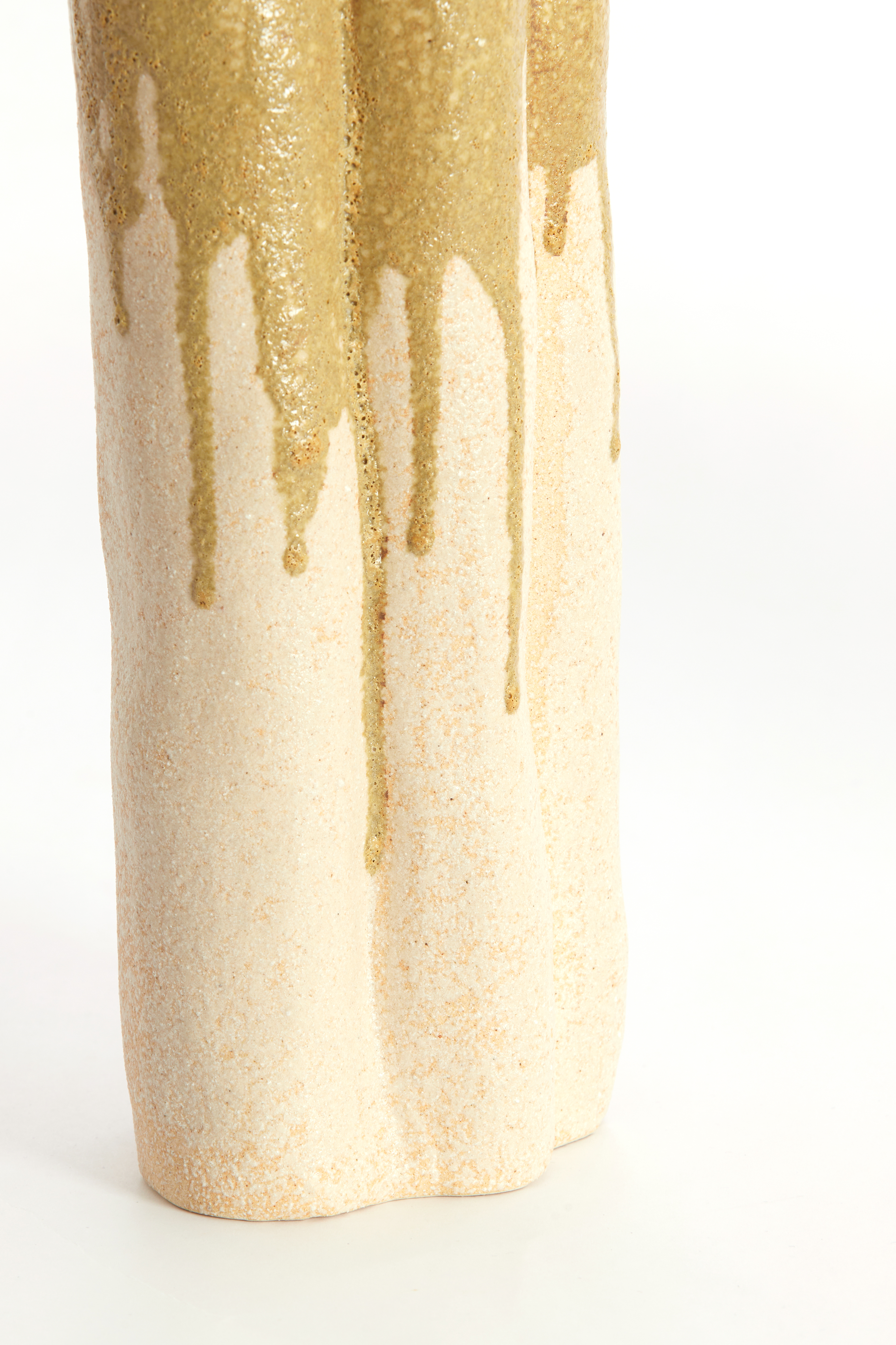 5755943 | Vaas deco 26x14x40 cm FLOVILLA - crème/olijf groen | Light & Living