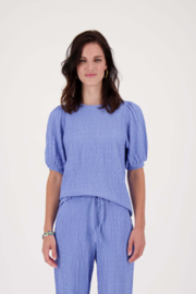 Pofmouw top van crinkle stof - lavendelblauw | Zusss