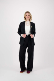 Kanten top met col - Off white | Zusss