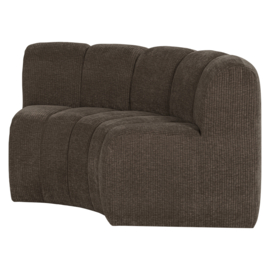 377902- B | Mojo eetbank half ronde hoek met rugleuning - rib bruin | WOOOD