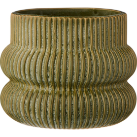 13606-22 | Pot w/grooves Distressed Ø16 - green | Ib Laursen 