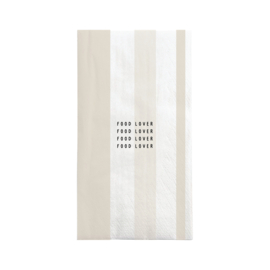 Servetten streep foodlover 11x20cm - wit/zand | Zusss
