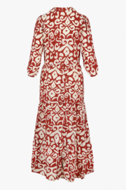 Maxi jurk met ornament print - zand/cacaobruin | Zusss