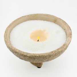 AS7319 | Aardewerk plateau op voet Ø15 cm - beige | HomeBound by KY