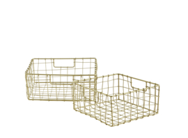 29418AB | Quadratic iron wire baskets (set of 2) - gold | Madam Stoltz