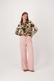  Nep overslag blouse met print - choco/sand/light pink | Zusss