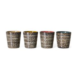 KST0357 | 70s ceramics: coffee mugs, brew variation (set of 4) | HKliving - Medio oktober verwacht!